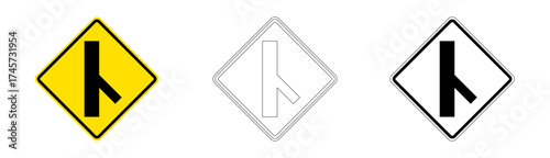 Right minor side road intersection traffic sign in vector format