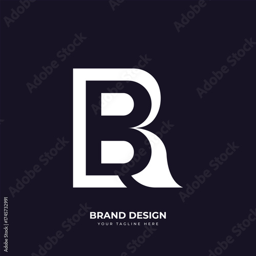 Letter BR RB Negative Space Modern Monogram Logo