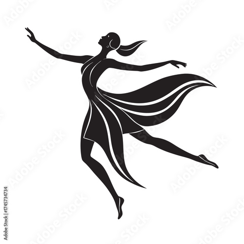 Abstract Dancer Shape Grace Silhouette Vector
