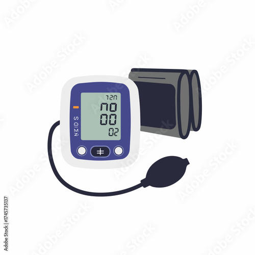 Flat Digital Automatic Arm Blood Pressure Monitor Device Illustration