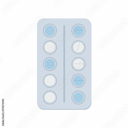 Flat Lay Pharmaceutical Pills Blister Pack Medication Treatment Healthcare Illustration