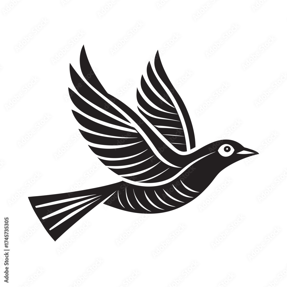 Obraz premium Minimal Bird In Flight Silhouette Vector