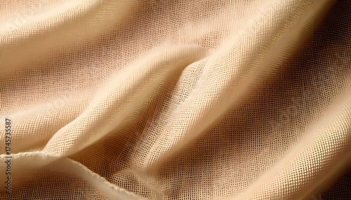 Silken Fabric Texture: A close-up reveals the subtle elegance of flowing silk, with gentle folds and soft, warm hues of sand. Ai generated image