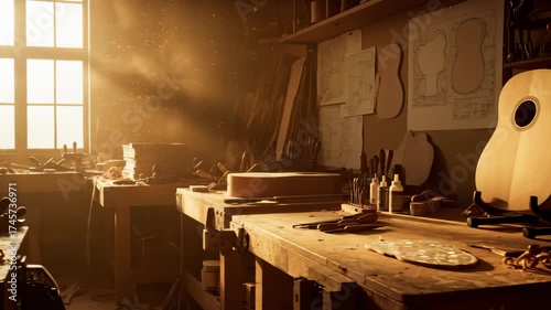 Inside a Guitar Maker's Workshop, Close Up on Workbench With Tools