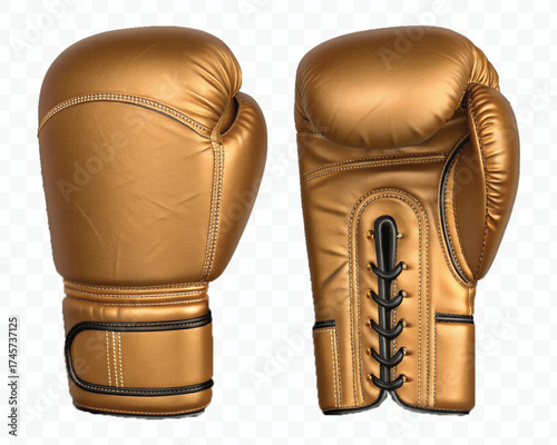realistic 3d boxing gloves front and back with black view in different color style isolated on transparent background
