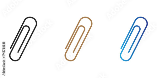 Paperclip Icon Set – Stationery, Office, and Organization Tool