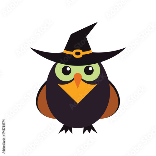 owl in witch hat vector