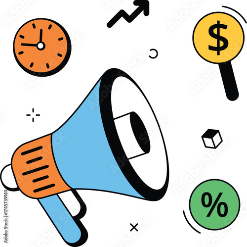 Marketing Megaphone Finance Illustration
