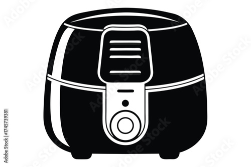 Black and White Vector Image of an Air Fryer Appliance for Home Use