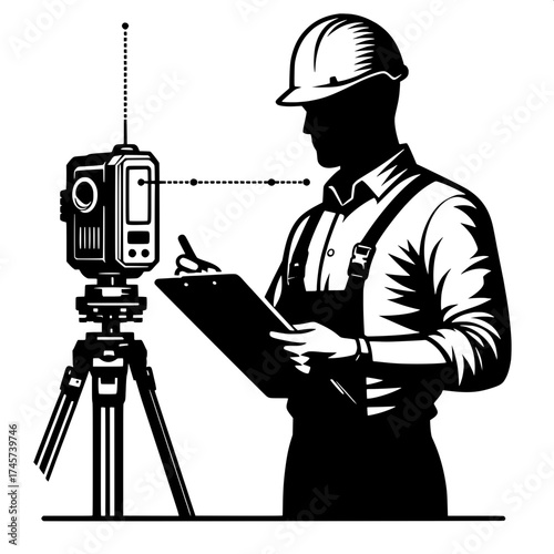 Engineer Using Laser Measuring Tool