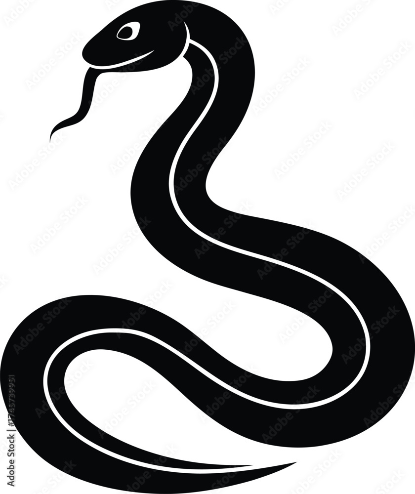 Fototapeta premium Snake silhouette vector art illustration