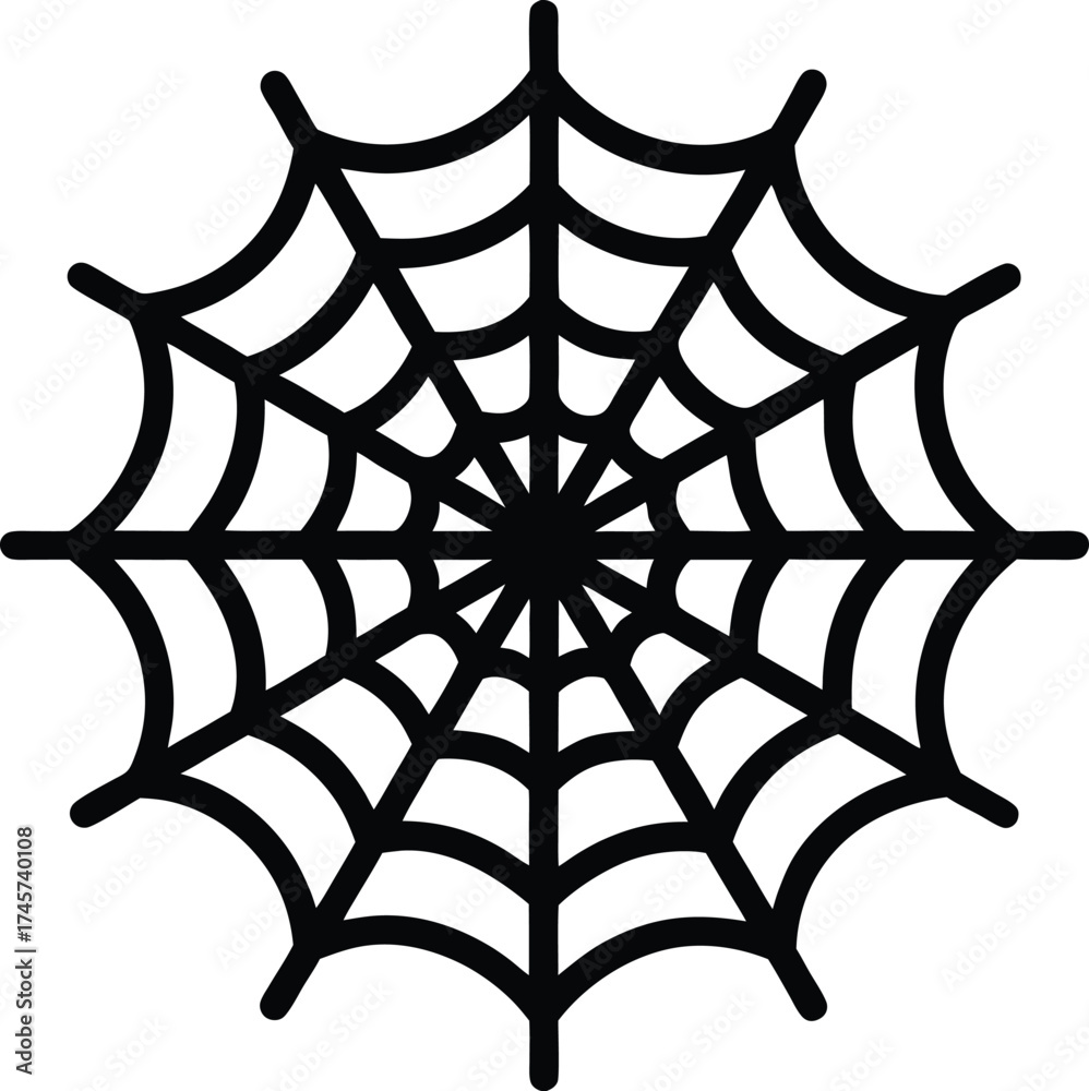 Obraz premium Spider web silhouette vector art illustration