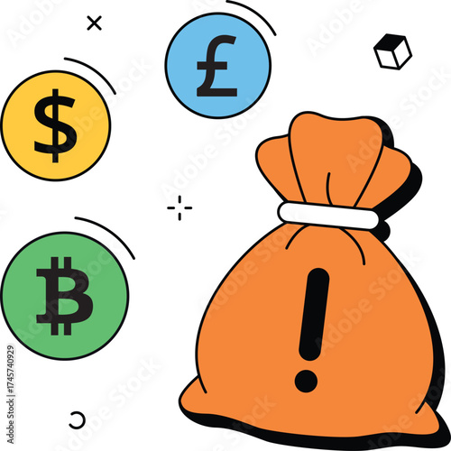 Risk Alert Money Bag Illustration