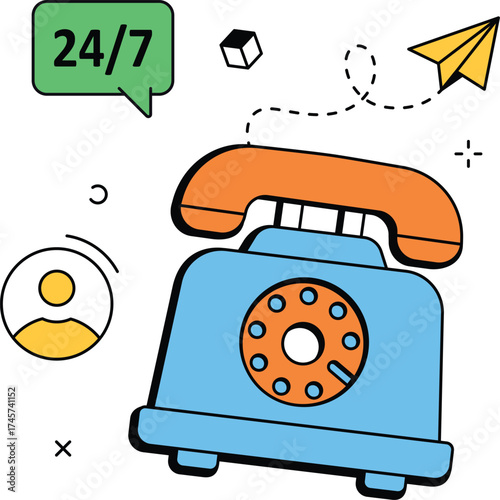 Rotary Phone Customer Service Illustration
