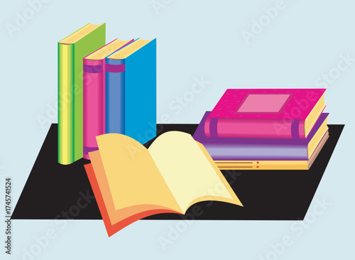 Books on a Shelf A Colorful and Organized Literary Display