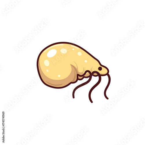 Cartoon character of a yellow microbe with tentacles  