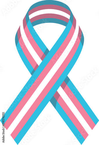Vector art of transgender pride ribbon, symbol of transgender community, equality and rights