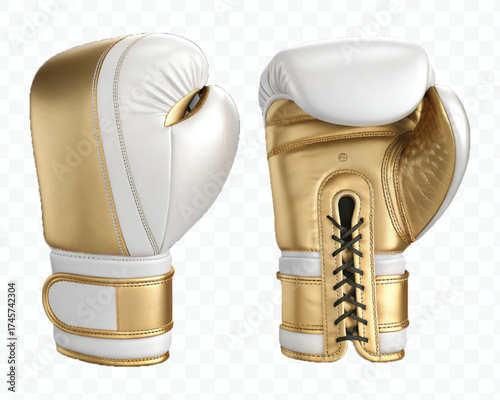 realistic 3d boxing gloves front and back with black view in different color style isolated on transparent background