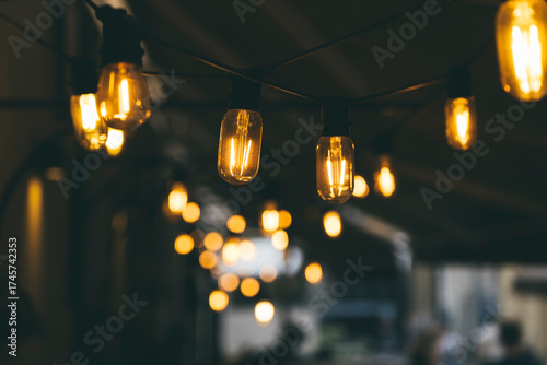 stylish light bulbs in the cafe
