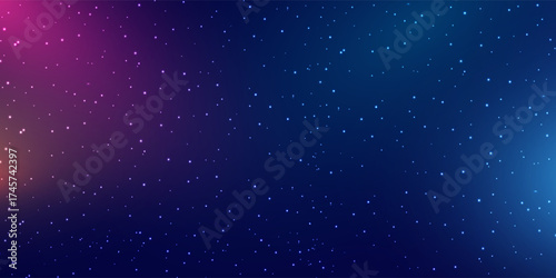 Dark deep blue universe background with bright stars and milky way forming abstract outer space galaxy. Cosmic night sky for astronomy theme.