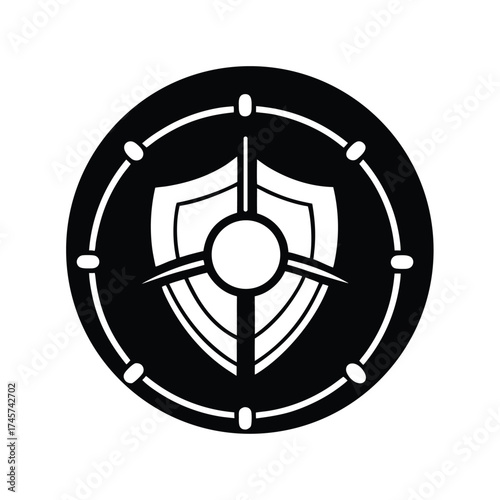 Reinforced round shield silhouette icon
