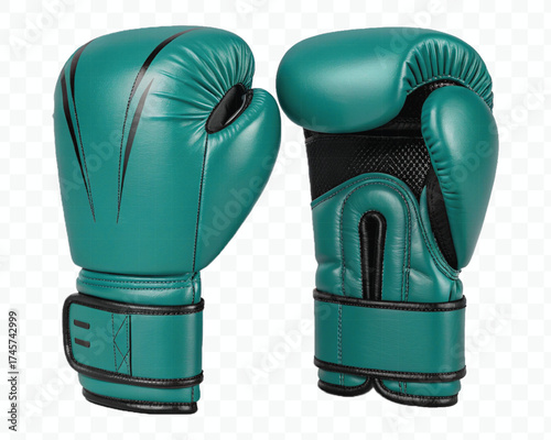 realistic 3d boxing gloves front and back with black view in different color style isolated on transparent background