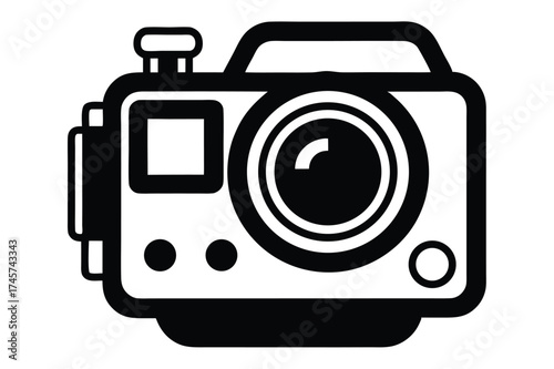 Simple Black Camera Graphic Vector Illustration of Photography Equipment for Design Projects