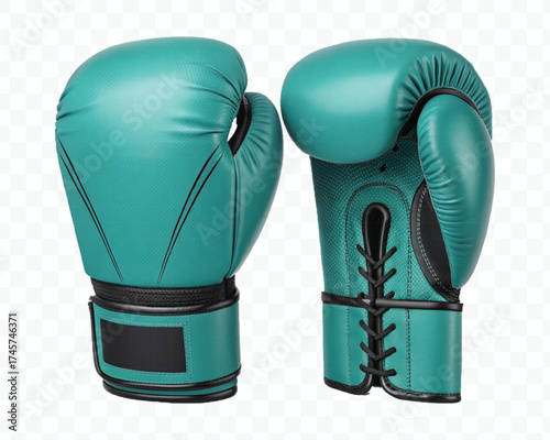 realistic 3d boxing gloves front and back with black view in different color style isolated on transparent background