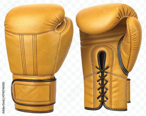 realistic 3d boxing gloves front and back with black view in different color style isolated on transparent background