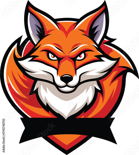 Aggressive Fox Mascot Logo with Banner animal emblem