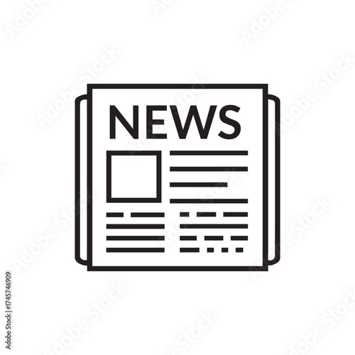 Vector art of newspaper icon with headline and text