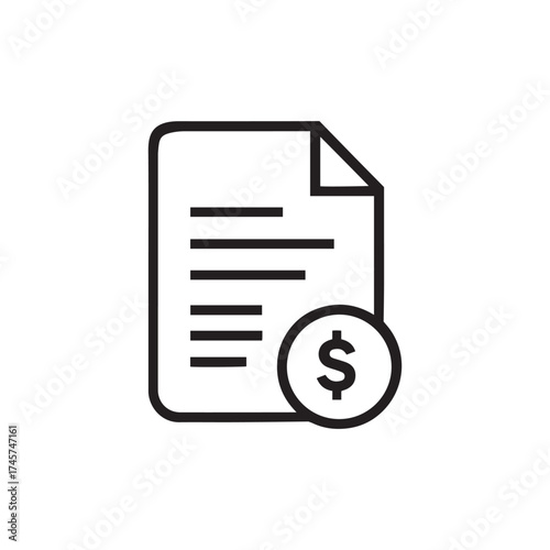 Vector art of document icon with dollar sign