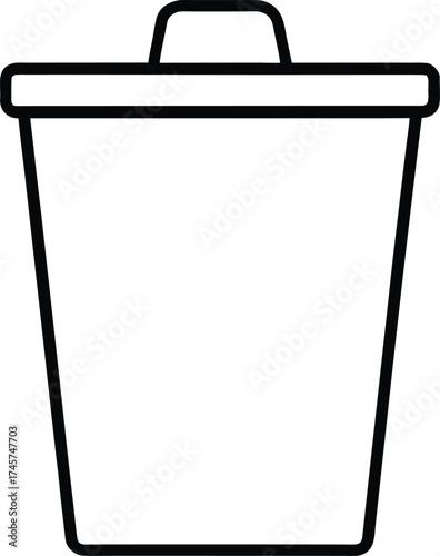 Black outline recycling bin graphic on a clean white background trash can waste bin