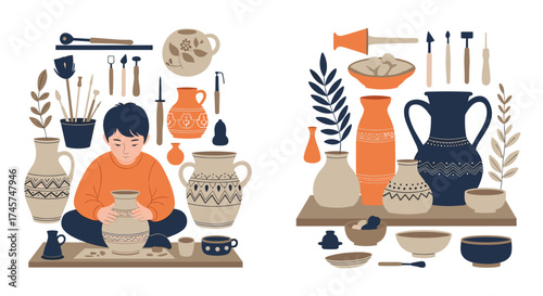 Learning the art of pottery and ceramic making at home.