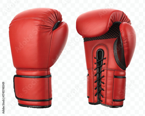 realistic 3d boxing gloves front and back with black view in different color style isolated on transparent background