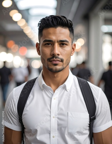 Portrait of a well-groomed man with backpack