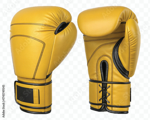 realistic 3d boxing gloves front and back with black view in different color style isolated on transparent background