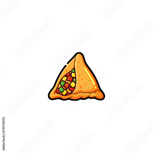 Samosa icon flat vector design.