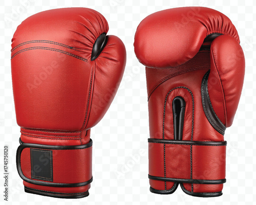 realistic 3d boxing gloves front and back with black view in different color style isolated on transparent background