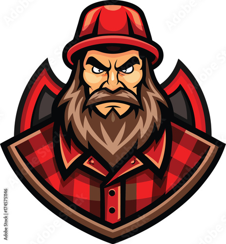 Fierce Lumberjack Mascot Emblem beard mustache