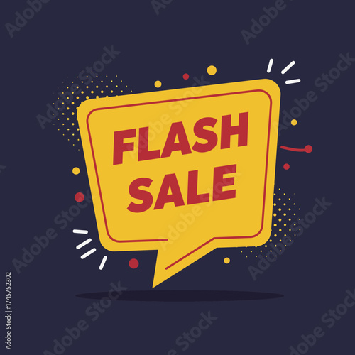 A vibrant yellow speech bubble announcing a special promotion in a dynamic pop art style. Vector graphic for advertising limited-time offers and discounts