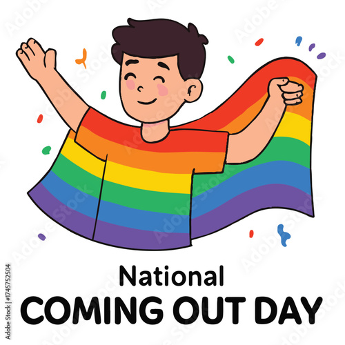National Coming Out Day Cartoon | LGBTQ+ Pride Cape Celebration Illustration