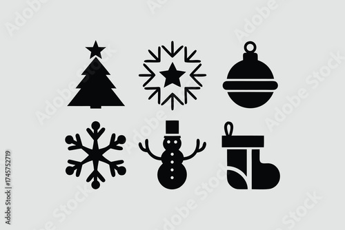  silhouette vector illustration featuring a collection of Christmas.