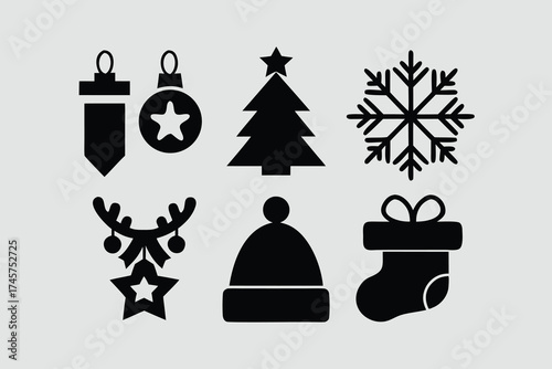  silhouette vector illustration featuring a collection of Christmas.