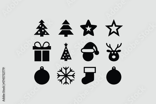  silhouette vector illustration featuring a collection of Christmas.