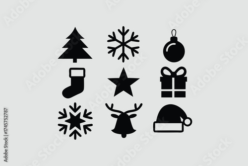  silhouette vector illustration featuring a collection of Christmas.