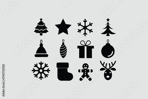  silhouette vector illustration featuring a collection of Christmas.