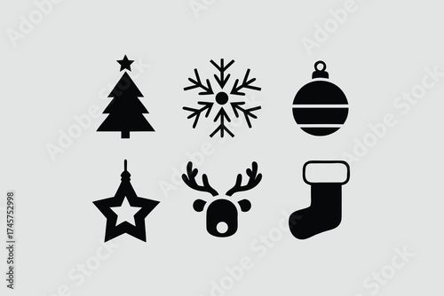  silhouette vector illustration featuring a collection of Christmas.