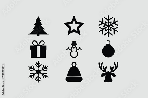  silhouette vector illustration featuring a collection of Christmas.