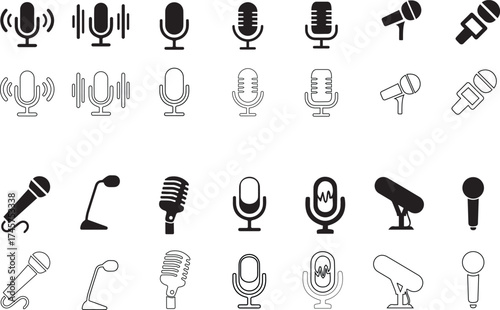 microphone icon vector, Vector vintage microphone eps. microphone flat icon. Hand holding black and white microphone.
